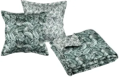 Cuvertură cu 2 fețe de pernă STOF - Vibes, 240 x 220 cm, Green