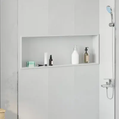 vidaXL Nisă de Duș Alb 90 x 30 x 9,5 cm Oţel inoxidabil