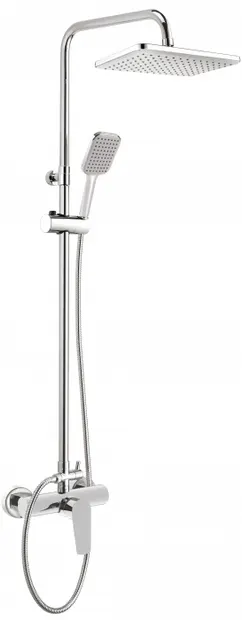 Set de dus cu baterie termostatata crom, palarie, 3 functii, Deante Tubo
