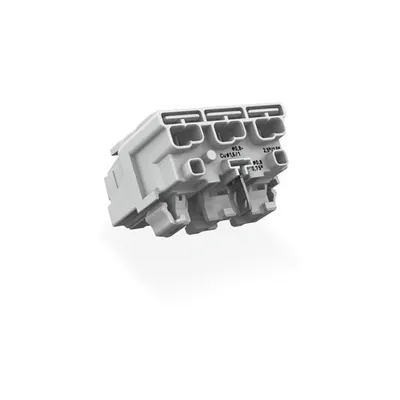 Lighting connector; push-button, external; for Linect®; with direct ground contact; 3-pole; Cod. A; Lighting side: for solid conductors; Inst. side: for all conductor types; max. 2.5 mm²; Surrounding air temperature: max 85°C (T85); 2,50 mm²; white