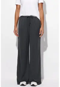 Pantaloni dama - croiala larga - gri inchis - 50% modal - 44% poliester - 6% elastan