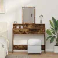 vidaXL Masă de Machiaj Stejar fumuriu 100 x 41 x 140 cm Lemn prelucrat