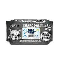 Servetele Umede pentru Caini Absorb Plus Charcoal, Baby Powder, 80 Bucati