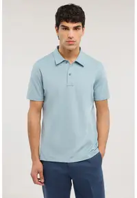 Tricou polo din amestec de bumbac - Albastru deschis