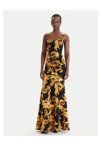 Rochie casual - bumbac - negru - galben -