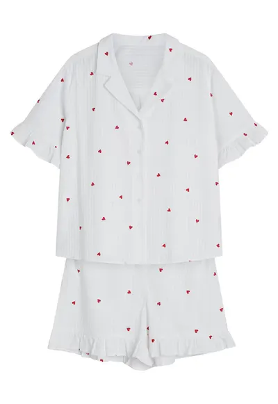 Pijama dama - Alb - cu inimioare - Promises - Inimioare