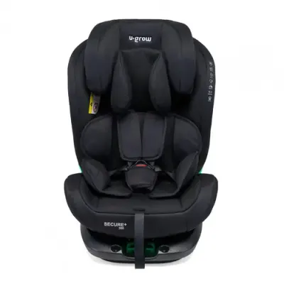 Scaun auto U-Grow Secure+, 40-150 cm, 360 grade, 4 pozitii de ajustare pe spate, 10 pozitii de ajustare a tetierei pe inaltime, Negru