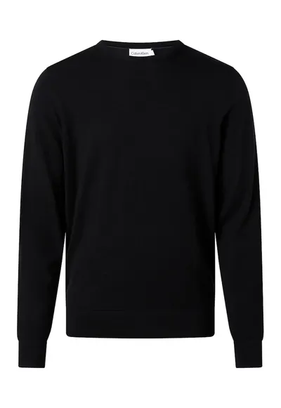 Pulover tricotat fin din lana Merinos - Negru inchis