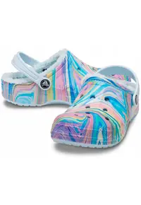 Saboti Captusiti Copii - Baya Lined Printed Clog Kids - Croslite™ - Albastru si Multicolor -