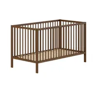 Pătuț maro din lemn de fag cu latură detașabilă/cu înălțime reglabilă 70x140 cm Dino – Vipack
