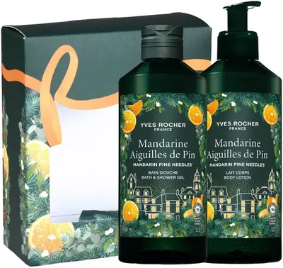 Yves Rocher Mandarine Aiguilles de Pin Set - Gel de duș și Loțiune, 400 + 390 ml