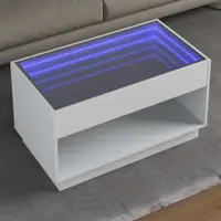 vidaXL Măsuță de cafea cu LED infinity, alb, 90x50x50 cm