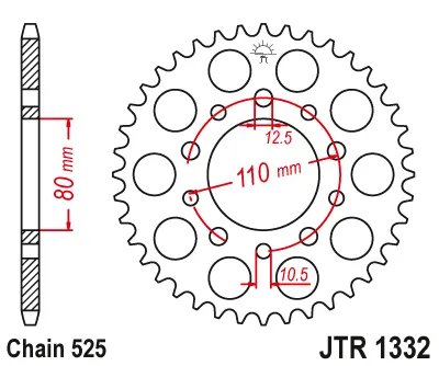 JT - Foaie (spate) JTR1332, 43 dinti - XRV 750AfrTwin 93