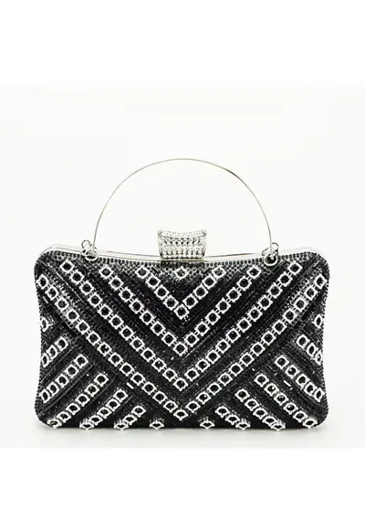 Geanta clutch neagra cu model 3d BYH-87900 06 14924 - Negru