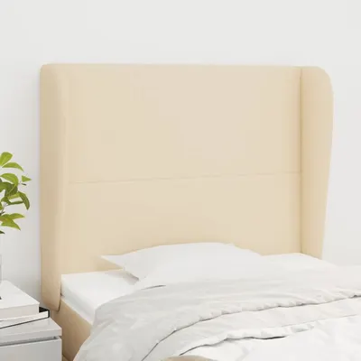 Gossi tablie de pat cu aripioare, crem, 93x23x118/128 cm, tesatura