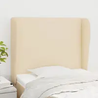 Gossi tablie de pat cu aripioare, crem, 93x23x118/128 cm, tesatura