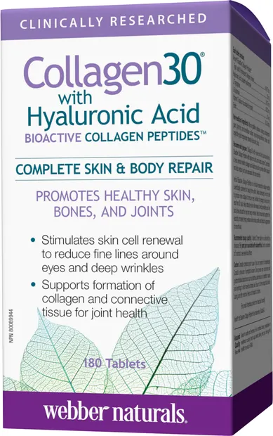 Collagen30 with Hyaluronic Acid, 180 tablete, Webber Naturals