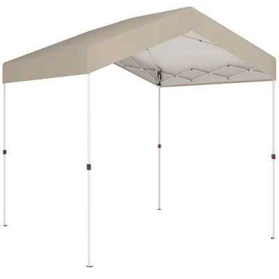 Outsunny Pavilon Pliant 2,4x2,4 m Pop-up UPF50+ Închidere Centrală Înălțime Reglabilă Geantă de Transport Saci Nisip Bej | Aosom Romania