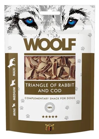 WOOLF DOG SNACKS Rabbit and Cod Triangle 100g