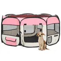 Gossi tarc de caini pliabil cu sac de transport, roz, 145x145x61 cm