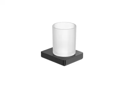 Pahar baie Roca Tempo A817021NM0, montare pe perete, metal/sticla, mat, Negru titan