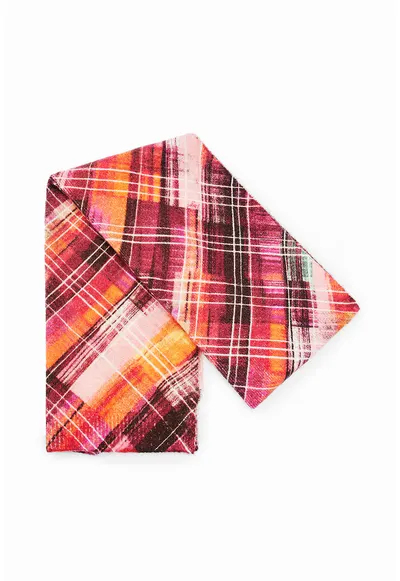 Fular din tricot cu model in carouri - Multicolor