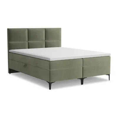 Pat boxspring verde cu spațiu de depozitare 180x200 cm Pakalana – Makamii