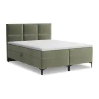Pat boxspring verde cu spațiu de depozitare 180x200 cm Pakalana – Makamii