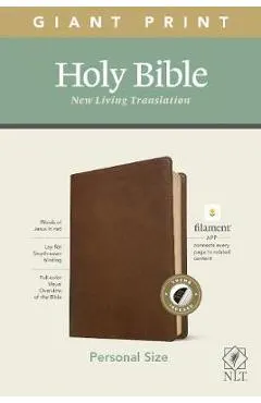 NLT Personal Size Giant Print Bible, Filament Enabled Edition (Red Letter, Leatherlike, Rustic Brown, Indexed)