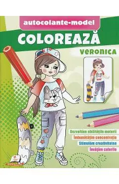 Coloreaza Veronica. Autocolante model