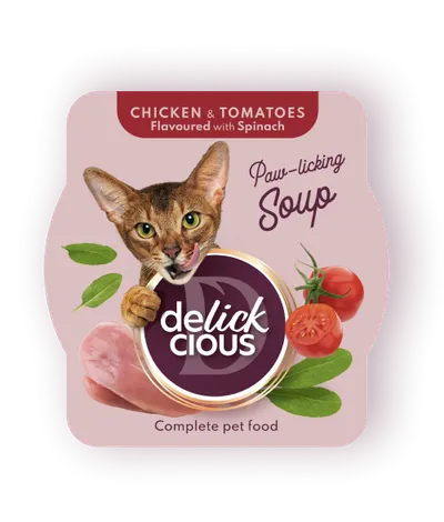 Delickcious Pisica Plic Supa Pui Cu Rosii Si Spanac 80 g