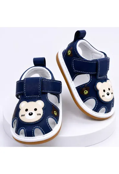Sandalute bleumarine cu piuitoare - Happy Cute Bear - Bleumarin