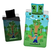 Lenjerie de pat fosforescentă pentru copii din bumbac pentru pat de o persoană 140x200 cm Minecraft "Jungle Fight" – Jerry Fabrics