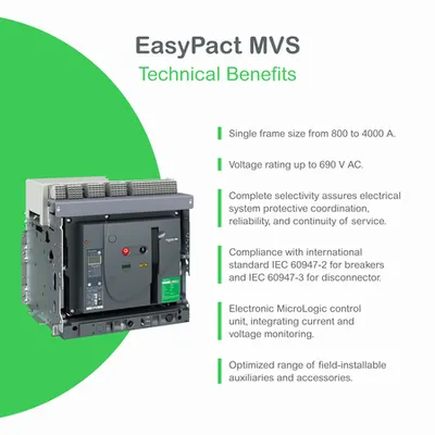Intreruptor EasyPact MVS, 800A, H, 4P, AC, Debrosabil, fara unitate de declansare