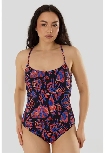 Costum de baie intreg cu model Lorida - Rosu/Negru/Bleumarin