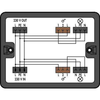 Distribution box; Single-pole switch circuit; 1 input; 5 outputs; Cod. A, S; MIDI; black