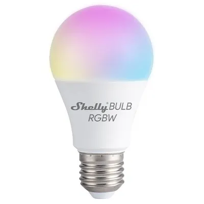 Bec LED RGB inteligent Shelly Duo RGBW, Wi-Fi, E27, 9W, 800 lm, lumina colorata, control aplicatie, Amazon Alexa si Google Assistant 3800235262306