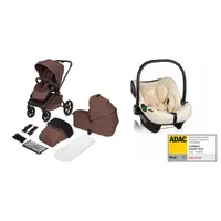 Carucior 3 in 1, Lionelo, Freya, Cu scoica ADAC, Landou si salteluta ventilate, Pliabil, Reglare spatar- 3 pozitii, Suport de picioare- 4 pozitii, Maner- 3 pozitii, Sustine 22 kg, Cu accesorii, 0 luni+, Maro/bej