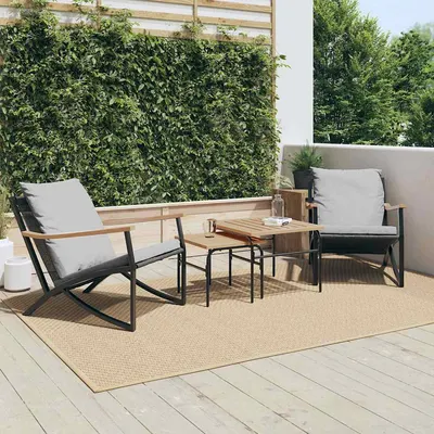 Gossi set mobilier de balcon, 4 piese, cu perne, negru, otel