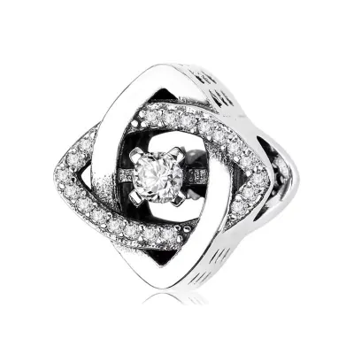 Charm/talisman argint 925, JW1638, model geometric, placat cu rodiu