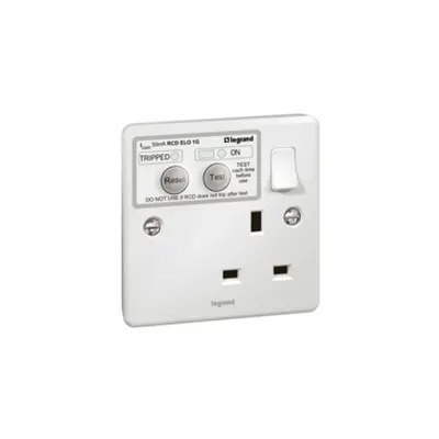 RCD priza Synergy - 1 module - ELO - doi poli 30 mA - 13 A 250 V~ - alb