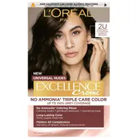 Vopsea de par permanenta fara amoniac Excellence Universal Nudes 2U Darkest Brown, 192ml, L'Oreal Paris
