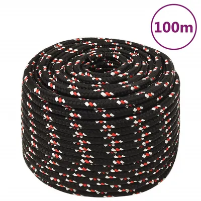 vidaXL Frânghie de barcă, negru, 12 mm, 100 m, polipropilenă