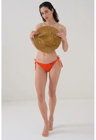 Slip brazilian de baie cu prindere laterala - Rosu vermillion