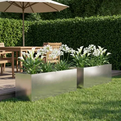 vidaXL Vază pentru Grădină 2 buc. Argintiu 40 x 20 x 20 cm