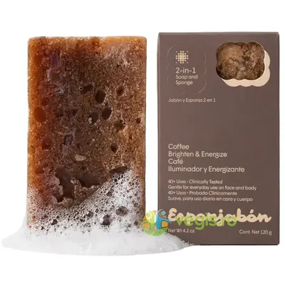 Burete de Baie si Sapun Incorporat 2 in 1 cu Efect de Luminozitate cu Pudra de Cafea 120g