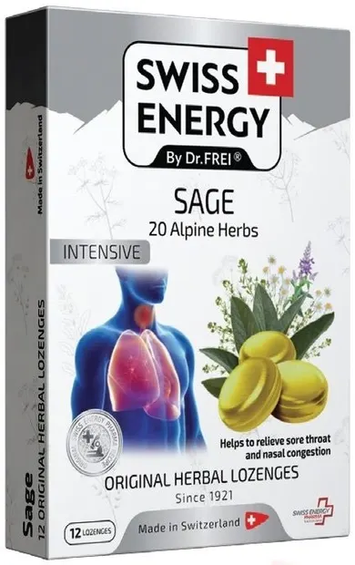 Sage, cu 20 de plante medicinale, 12 tablete de supt, Swiss Energy