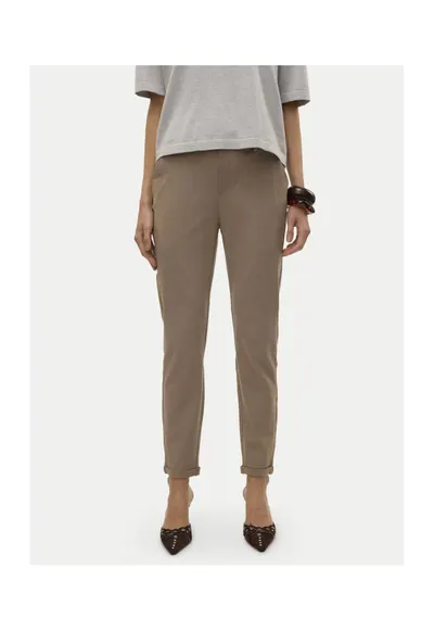 Pantaloni dama - 304786761 - Poliester reciclat/Viscoza - Bej