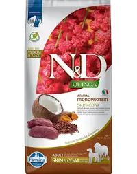 FARMINA N&D Quinoa Dog Adult Medium&Maxi Skin&Coat Venison & Coconut 7 kg Hrana uscata pentru caini, pentru piele si blana, cu vanat