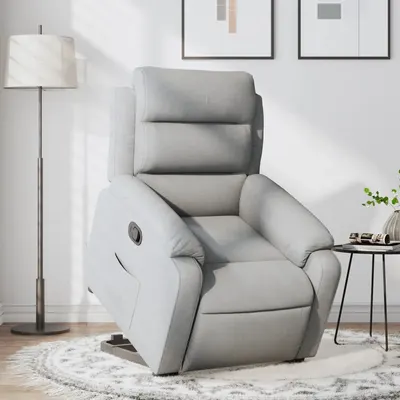 vidaXL Fotoliu rabatabil cu ridicare, gri deschis, material textil